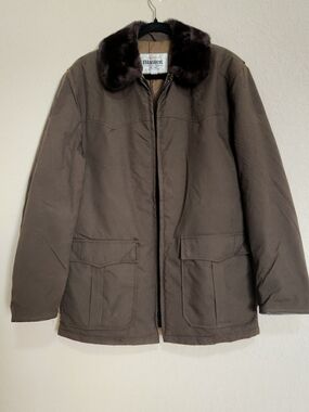 Vintage BLAUER Green Faux Fur Collar Side-Zip Jacket Made in USA L